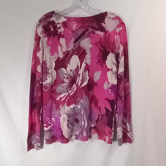 Talbots Red Floral Wool Lightweight Sweater Size L - Picture 3 of 3